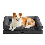 Feandrea Orthopedic Dog Bed, Dog Sofa with Sides, Removable Washable Cover, 91 x 71 x 25 cm, Non-Slip Bottom, Dark Grey PGW076G01