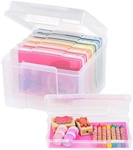 IRIS USA 5" x 7" Photo Storage Craft Keeper, Main Container with 6 Organization Cases For Pictures, Crafts, Scrapbooking, Stationery Storage, Protection and Organization, Clear