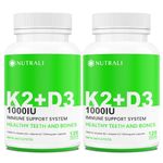 Maximum Strength Vitamin D3 + K2 10000 IU with MK-7, 120mcg - D3 + K2 Vitamin for Heathy Strong Bones, Teeth, & Immune Support 240 Vegan Capsules