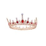 Frcolor Queen Crowns, Rhinestone Baroque Vintage Wedding Tiara and Crowns (Red)