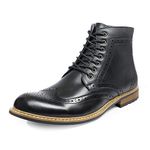 Bruno Marc Men's Brogue Dress Boots Formal Derby Ankle Boots BERGEN-03 BERGEN-01,Size 9,Black,BERGEN-01