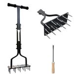 vanpein Lawn Aerator, Lawn Spike Aerator Manual Tool with 15 Iron Spikes, Manual Dethatching, and Soil Aerating Tool with Clean Tool for Aerating Lawns & Yard Care, 36 inch