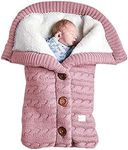 Warm Baby Sleeping Bag Envelope Winter Kid Sleepsack Footmuff Stroller Knitted Sleep Sack Newborn Knit Wool Swaddling Blanket (Pink)