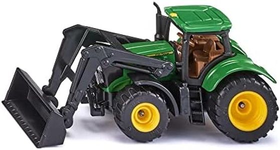 siku 1395, Tractor John Deere con cargador frontal, Verde, Metal/Plástico, Ruedas de goma, Cargador frontal móvil