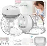 Hands Free Breast Pump Wearable Breast Pump 12 Levels 3 Modes Double Portable Electric Breast Pump w/Remote Control,140°Soft Silicone,LCD,1200mAh Battery,Low Noise Leak-Proof Painless Breastfeeding