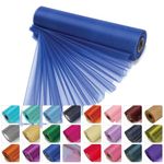 WedDecor 25m x 29cm Snow Sheer Royal Blue Organza Roll Sash Glitter Fabric for Table Runner Sashes Wedding & Christmas Decoration, Chair Cover Bows, Party Favours, Ribbon Crafting Supplies, 1pc