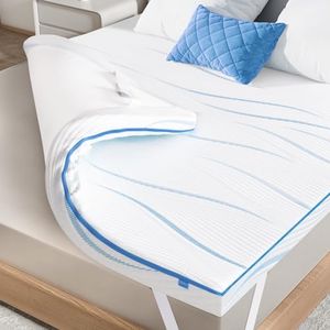 Maxzzz 3 Inch Mattress Topper Queen, Gel Memory Foam Mattress Topper & Bamboo Charcoal Foam Topper High Density Foam Bed Topper with Cover (60x80 Inch)