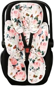 DILIMI Infant Car Seat Insert, 2-in-1 Carseat Head Support for Newborn, Soft Baby Head Support for Car Seat, Stroller, Bouncers, Pink Flower