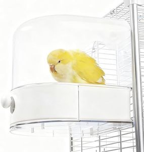 mini&moe Bird Bath for Cage, 4 in 1 Multifunction Birds House/Bath/Litter Box/Feeder Room, Bird Cage Accessories for Pet Birds Conure Budgies Cockatiels Lovebird,Finches, Parakeets, Mannikin, White