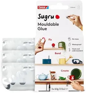 Tesa Sugru Super Glue - Waterproof Glue for Home Improvement + Craft Glue Projects - Versatile Wood Glue, Poster Putty or Silicone Adhesive for Fixing, Repairing + Bonding - 3 Pack - White (3.5g/ea)