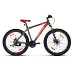 NINETY ONE Limited Edition Manchester 27.5T 21 Speed Shimano ACERA Gears Alloy Bike with Dual Disc Brake Hybrid Bike (Black and Red, 12+ Years, 27.5 x 2.2, 18.5 Inches Frame) for Men