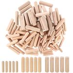 Hilitchi 400pcs 6mm 8mm 10mm L Fluted Wood Dowel Pins Beveled Ends Tapered for Easier Insertion Straight Grooved Pins for Furniture Door and Art Projects (Straight Grooved, Metric)