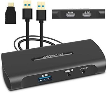 HDMI Capture Card, HD Game Capture HDMI to USB Video Capture Device for Live Streaming Game Recording Screen Sharing, 60fps Video Grabber with Microphone In and Audio Out for Nintendo Switch / Xbox