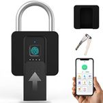 Fingerprint Padlock, Eseesmart Padlock Large Size, Combination Lock, Waterproof with Protective Case, Padlock with Key, with Mobile APP and Fingerprint Unlock, Suitable for Gates, Doors,Gym, Office