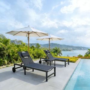 PURPLE LEAF Tanning Chair with Face Hole Pillow and Wheels Headrest Aluminum Patio Chaise Lounge Chairs Adjustable 5-Position Lay Flat Outdoor Sunbathing Lounge Chair for Beach Pool Navy Blue