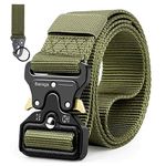 Bansga Men Tactical Belt, Military Style Quick Release Nylon Belt, Gift with Hook (Green)