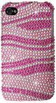 Reiko Diamond Protector Cover for iPhone 4G - Jewelled Waves Pink