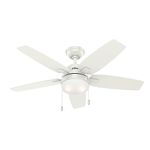 HUNTER FAN Arcot, 117 cm, Indoor Ceiling Fan with Light and Pull Chain, Fresh White Finish, 5 Reversible Blades in Fresh White and Bleached Grey Pine, Ideal for Summer or Winter, Model 50647