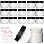 2 oz Empty Clear Glass Cosmetic Jars,15 Pack Glass Jars with Black Lids and Inner Liners,Refillable Round Cream Jars Small Cosmetic Containers for Lotions,Slime Making