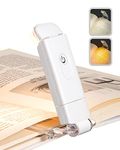 DEWENWILS Book Reading Light, Amber and Warm White Clip On LED with USB Rechargeable, 4 Brightness Adjustable for Kids, Bed, Bookworms(White)