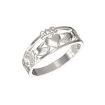 Aeon Jewellery Claddagh Band Ring - 925 Sterling Silver Heart Shape Rings, Size Q | Hypoallergenic | Polishing Cloth & Gift Box Included