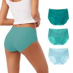 INNERSY Women's Seamless Touch Hipster Panties No Show Quick Dry Underwear 3-Pack(ICY Blue,Large)