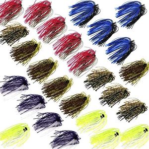 Silicone Jig Skirts Fishing Lures 50 Strands Bass Fishing Jigs Spinnerbait Skirts Replacement Kit Squid Jig Spinner Bait DIY Fishing Lures 12/20 Bundles