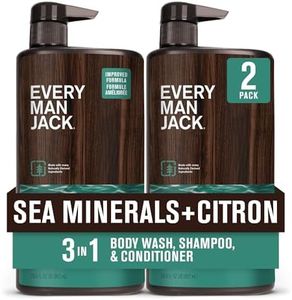 Every Man Jack Sea Minerals + Citron Hydrating Mens 3-in-1 All Over Wash for All Skin and Hair Types - Body Wash, Shampoo and Conditioner with Naturally Derived Ingredients - 28.8oz (2 Pack)