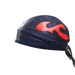 BANDANA Motorcycle Real Leather Zandana Unisex Flames Design Doo Rag Cap Hat Headwear (Red Doo Rag Bandana, One Size)