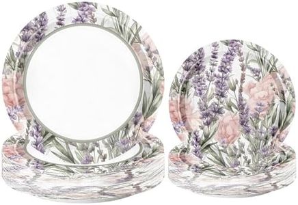 WRAPAHOLIC 50Pcs Floral Paper Plates - 9" and 7" Lavender Floral Disposable Plates Decorative Dinner Plates for Party Tableware Supplies Table Decor