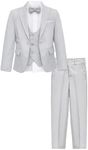 Boys Suits Slim Fit Toddler Tuxedo Suit Set for Teen Boys Communion Dress Clothes Kids Wedding Ring Bearer Outfit(Light Gray,12)