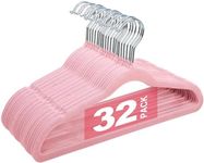 14 Inch Velvet Kids Hangers,32 Pack Velvet Childrens Hangers,Non Slip Toddler Childrens Hangers,Baby Clothes Hangers for Closet (Pink)