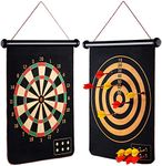 Magnetic Dart Board Set, Double Side Dartboard Toy with 12 Safe Magnet Darts for Outdoor/Office/Bar/Home, Gifts for 4+ Year Old Kids & Adults