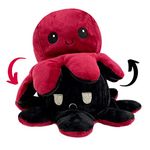 COLORS Reversible Octopus Plush large - Happy and Sad Moody octopus Stuffed toy- size 20cm Octopus Plushie Reversable teddy - Flip Octopus UK shows Emotion without saying words! (Wine Red Balck 20cm)