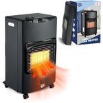 CUQOO Portable Calor Gas Heater - 4.2KW Indoor Room Heater 3 Heating Settings | Heating Butane Foldable Heater with Hose, Clips & Regulator | Perfect Space Warmer for Home Office Garage Workshop