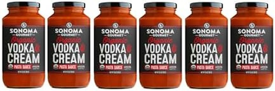Sonoma Gourmet Vodka & Cream Pasta Sauce | USDA Organic, Non-GMO, No Sugar Added | Made With Fresh Ingredients | 25 Ounce Jars (Pack of 6)