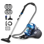 Eureka Bagless Canister Vacuum for Carpets and Hard Floors, Powerful Lightweight Vacuum Cleaner with Large Dust Cup Extension Tube 2-in-1 Crevice Tool Floor Nozzle, Blue, Whirlwind NEN110B w/Filter