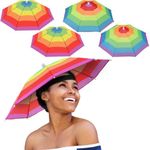 4 Pieces Rainbow Umbrella Hat Adjustable Sun-rain Umbrella Hat for Adults and Kids (Color Set 2)