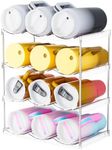 SuoXing 4 Pack Stackable Water Bottle Organizer,4.7" W X5.3 H Great for Stanley Yeti Bottle and Other Tumbler Organizer for Kitchen Cabinets,Clear Stackable Water Bottle Holder and Wine Rack