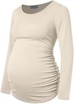 GINKANA Women's Baseball Crew Neck Flower Raglan Sleeve Maternity T-Shirt Top Pregnancy Shirt, Apricot, Large