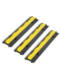 CREWORKS Floor Cable Protector,3Pack 2 Channel Floor Cable Cover, 100x25x4.5cm Wire Covers, 5t/11000lbs Rubber Road Ramp Protector Trunking, Dual Channel Modular for Hoses Wires Cables