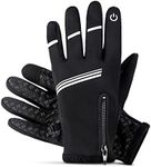 Winter Gloves for Men Women, HIKENTURE Touch Screen Windproof Cycling Gloves, Thermal Warm Running Gloves, Anti-Slip Full Finger Bike Gloves Biking Gloves for Mountain Driving Hiking (M, Black)