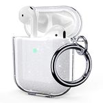 ULAK Compatible with Airpods Case Cover Clear, Designed Protective Cover Soft TPU Transparent Shockproof Case Accessories with Keychain for AirPod 2nd & 1st Generation [Front Led Visible]-Glitter