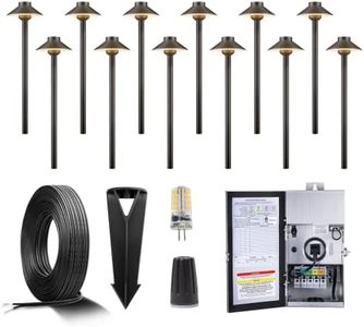 Gardenreet Solid Brass 12V LED Landscape Lighting Kit (12 Pack Path Lights) with 300W Low Voltage Transformer and Mechanical Timer and 250FT Wire and 50Pack Connectors for Outdoor Pathway Garden