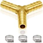 Joywayus 3/8" Hose Barb Y Shaped 3 Way Union Fitting Intersection/Split Brass Water/Fuel/Air