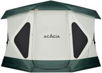 ACACIA Space Camping Tent XL, 4-6 Person Large Family Tent with 6'10'' Height, 2 Doors, 8 Windows, Waterproof Pop Up Easy Setup Hub Tent with Rainfly, Footprint for Car Camping, Glamping, Banyan