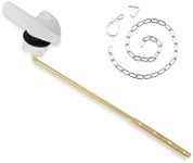 Universal Front Mount Toilet Handle Tank Flush Lever Replacement Handle with Stainless Steel Flapper Chains for Most Front Mount Toilets- White Finish Toilet Handle