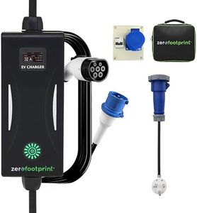 ZFP ZeroFootprint 7.4 kW Portable EV Charger + Industrial Grade 32A 2P10kA MCB & 32A Socket Box + Jumper Cable | Single Phase | All in-Built Protections | IP65 Waterproof