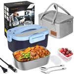 FORABEST Electric Lunch Box Food Heater – Upgraded 60W 12/24/110/220V Heated Lunch Box for Men for Car, Truck, Home, Office - Food Warmer Lunch Box with 1.5L Capacity