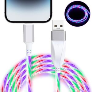 Vuanke Chargeur iPhone USB vers Lightning Cable Chargeur iPhone Rapide 120W Câble USB Cable iPhone Nylon Allumez Lumineux pour 14/14 Pro/13/13 Pro/12/11/X/XS/XR/8/7/6 iPad Pro Air (1M) Coloré